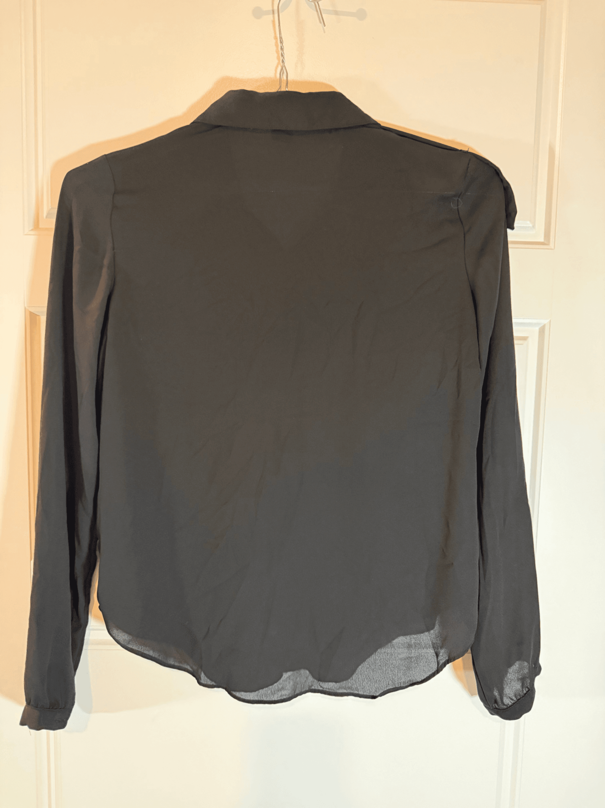 Love 21 Black Sheer Sleeve Blouse Size XS - Thumbnail 2