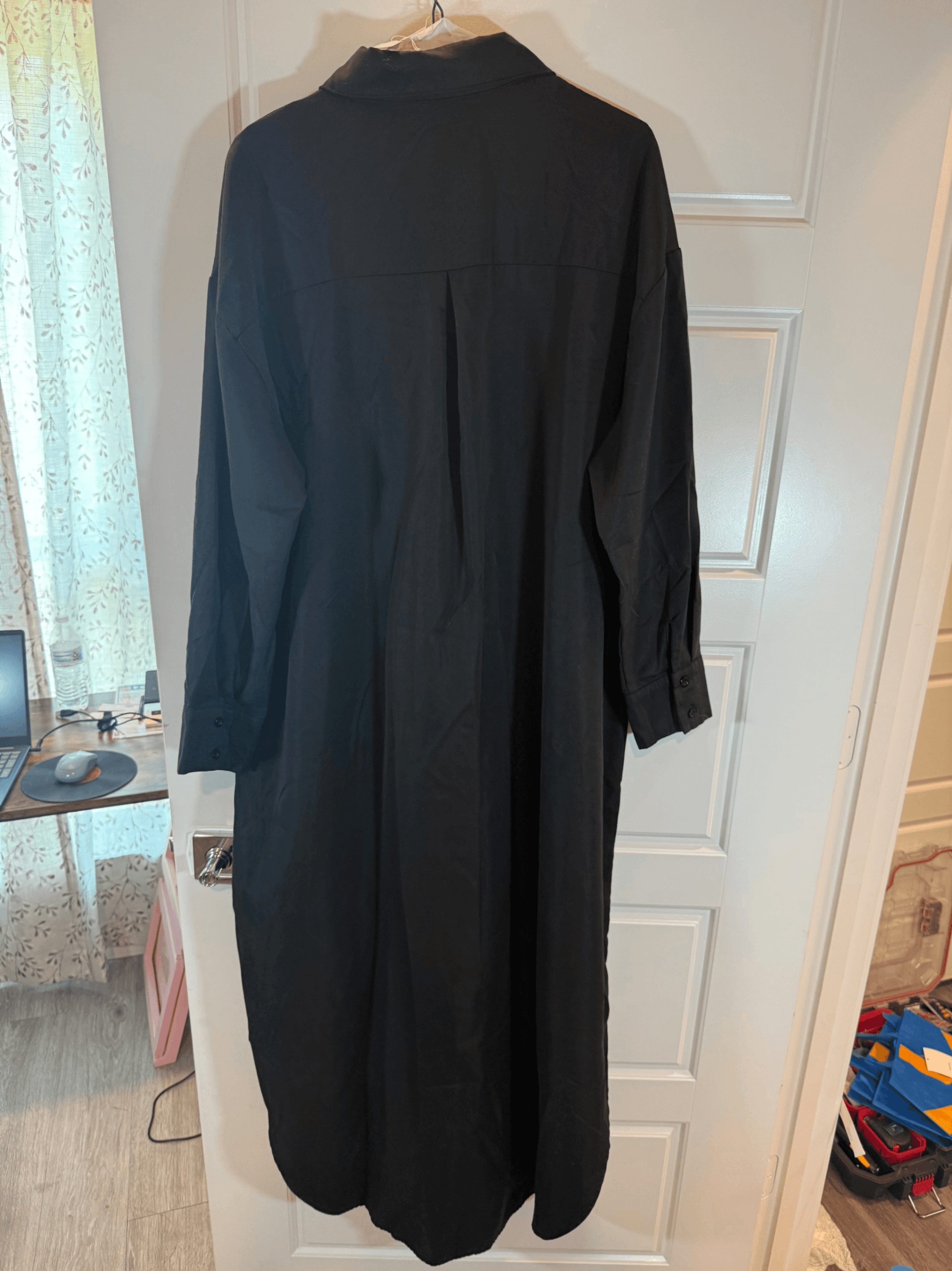 SHEIN Black Long Button-Up Dress