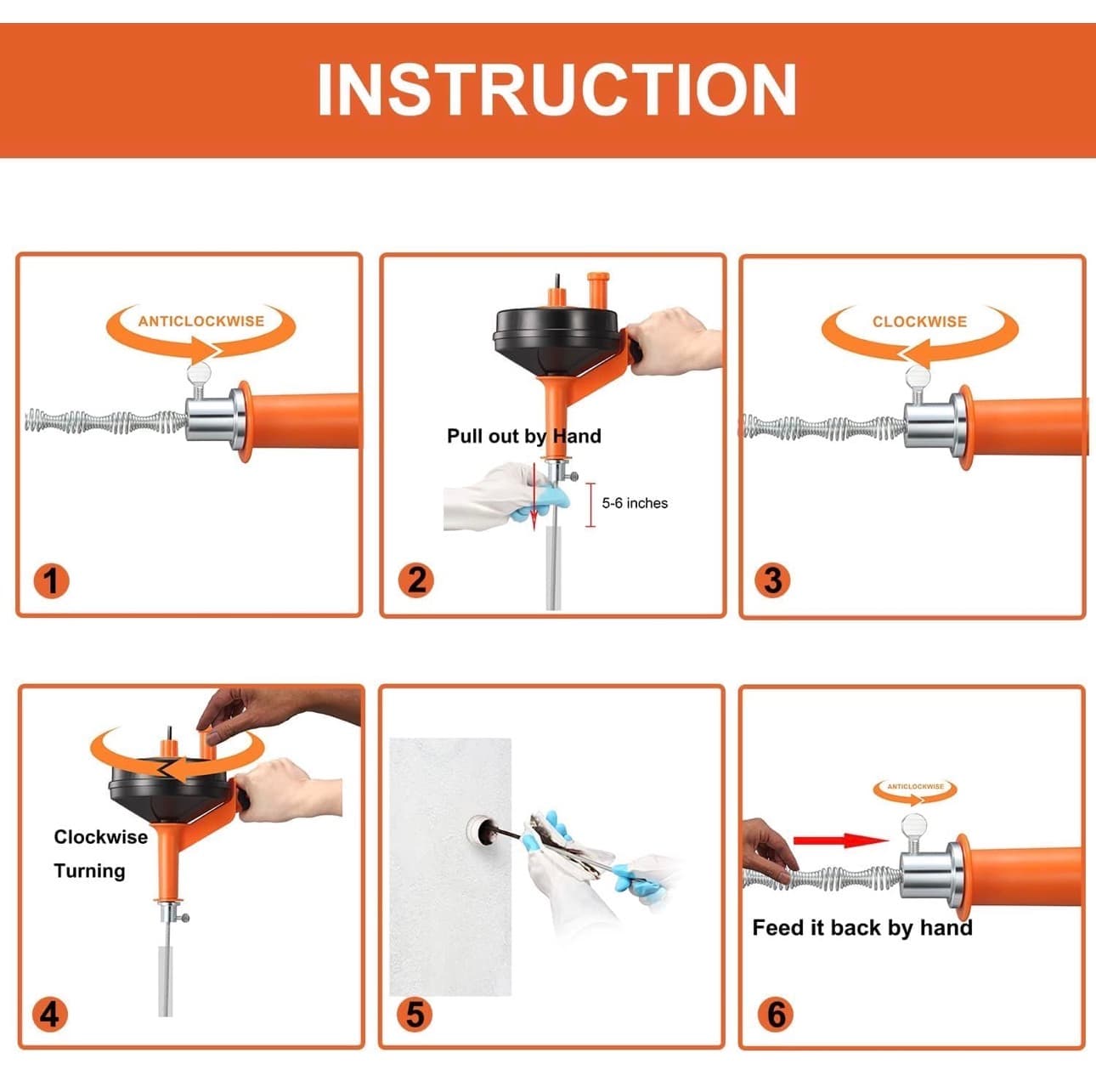 Drain Auger with Drill Attachment for 1/2" to 3" Pipes - Thumbnail 3