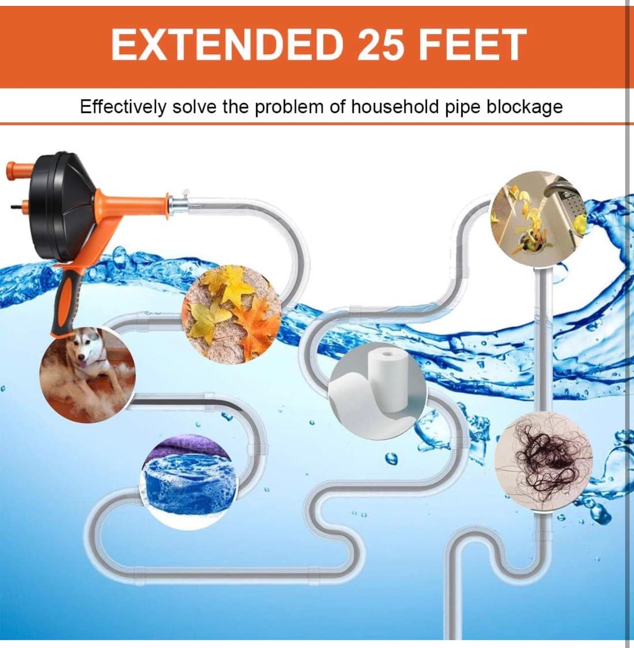 Drain Auger with Drill Attachment for 1/2" to 3" Pipes - Thumbnail 8
