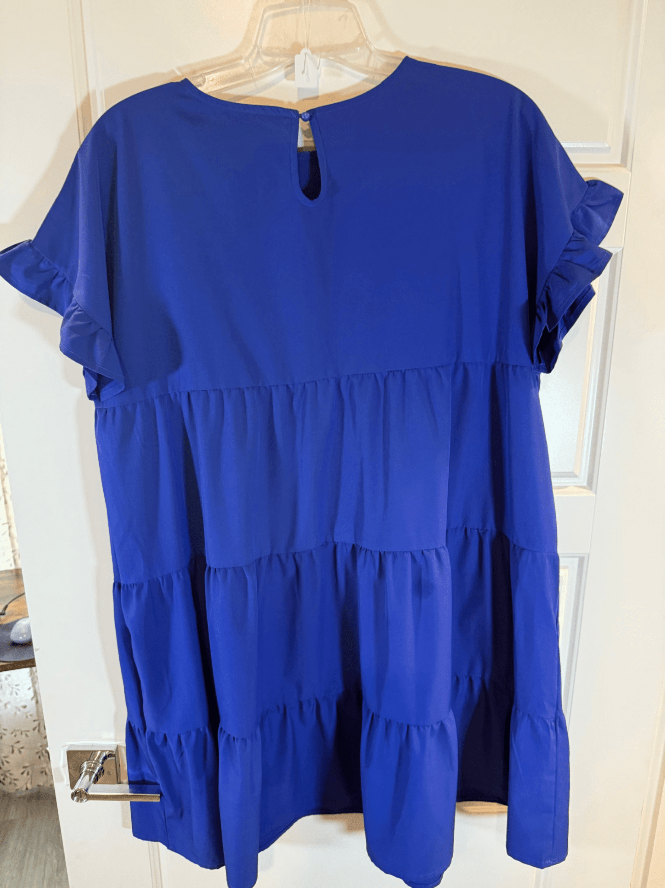 SHEIN Blue Tiered Ruffle Dress with Short Sleeves Size XL