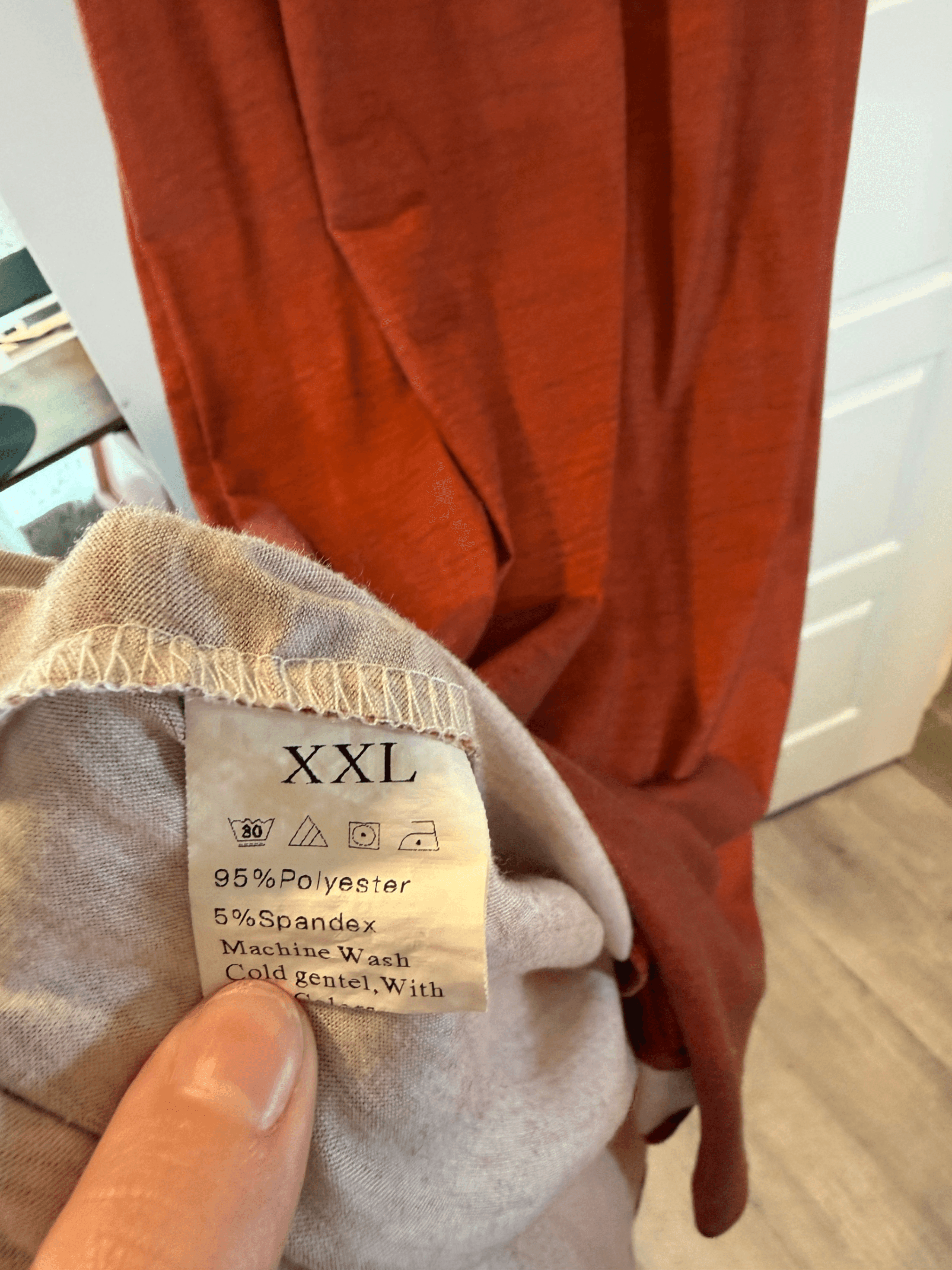 SHEIN XXL Rust Color Dress with Patterned Sleeves