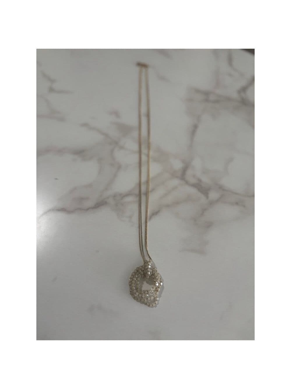 Liz Claiborne Silver tone 2 circle necklace - Thumbnail 4