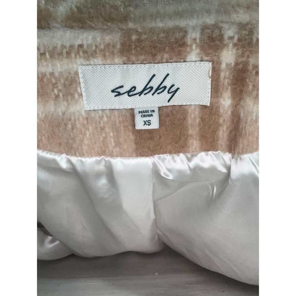 Sebby Shacket Shirt Jacket White Beige Plaid Button Up Long Sleeve Coat - Thumbnail 5
