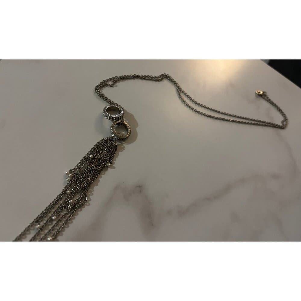 vintage silver-toned chain tassel pendant necklace - Thumbnail 4