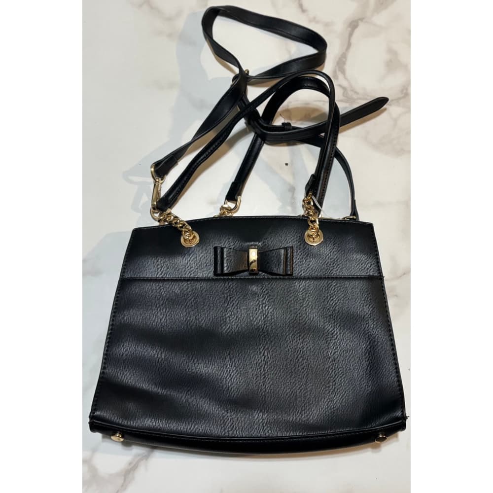 Miztique Vegan black Leather Satchel Bag with Bow - Thumbnail 5