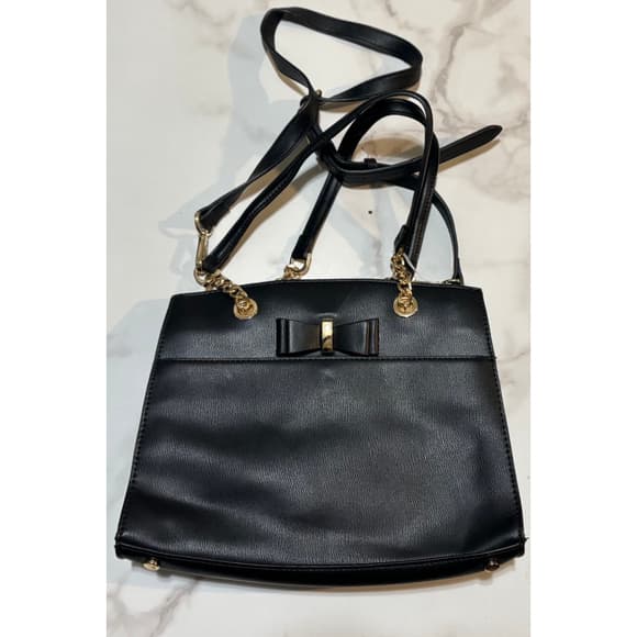 Miztique Vegan black Leather Satchel Bag with Bow - Thumbnail 6