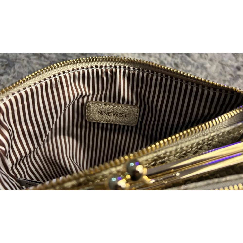 Nine West Faux Grey & White Snakeskin Crossbody Purse - Thumbnail 3