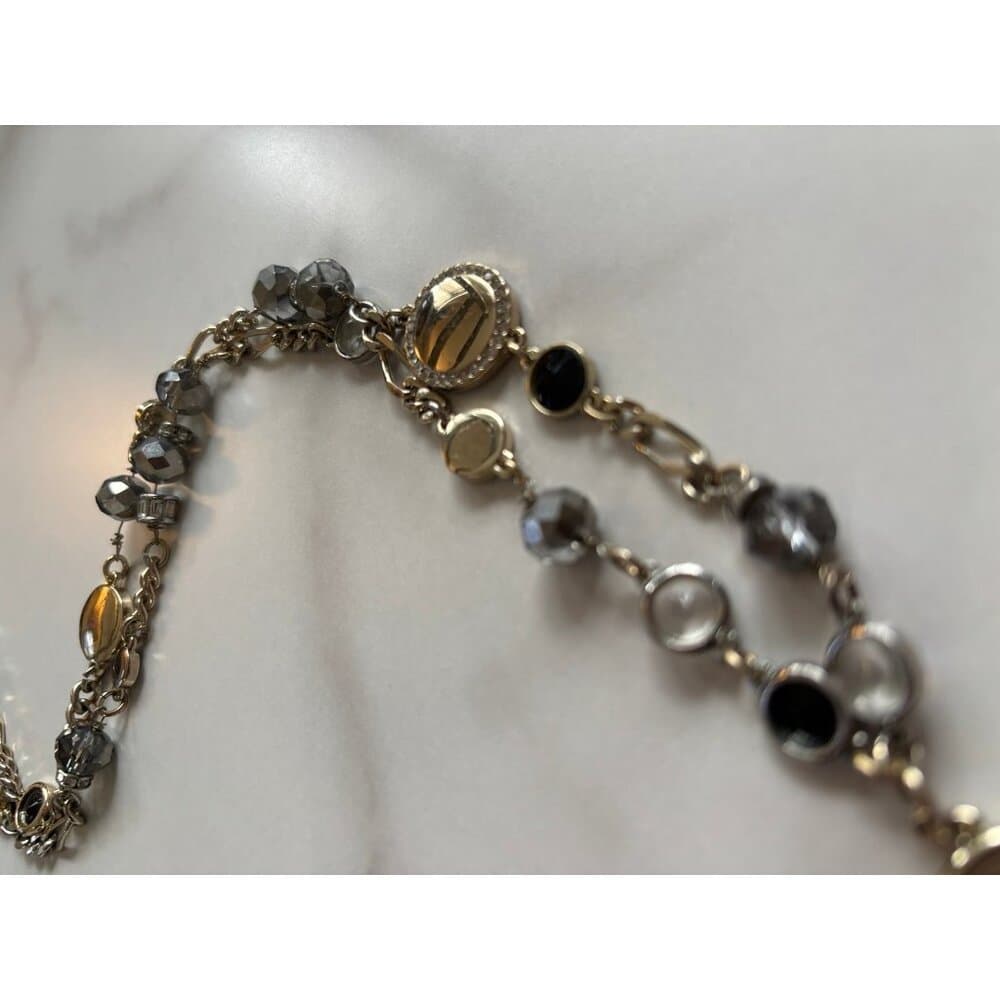 Beaded Necklace STERLING Silver CZ's Toggle Cubic Zirconia - Thumbnail 3