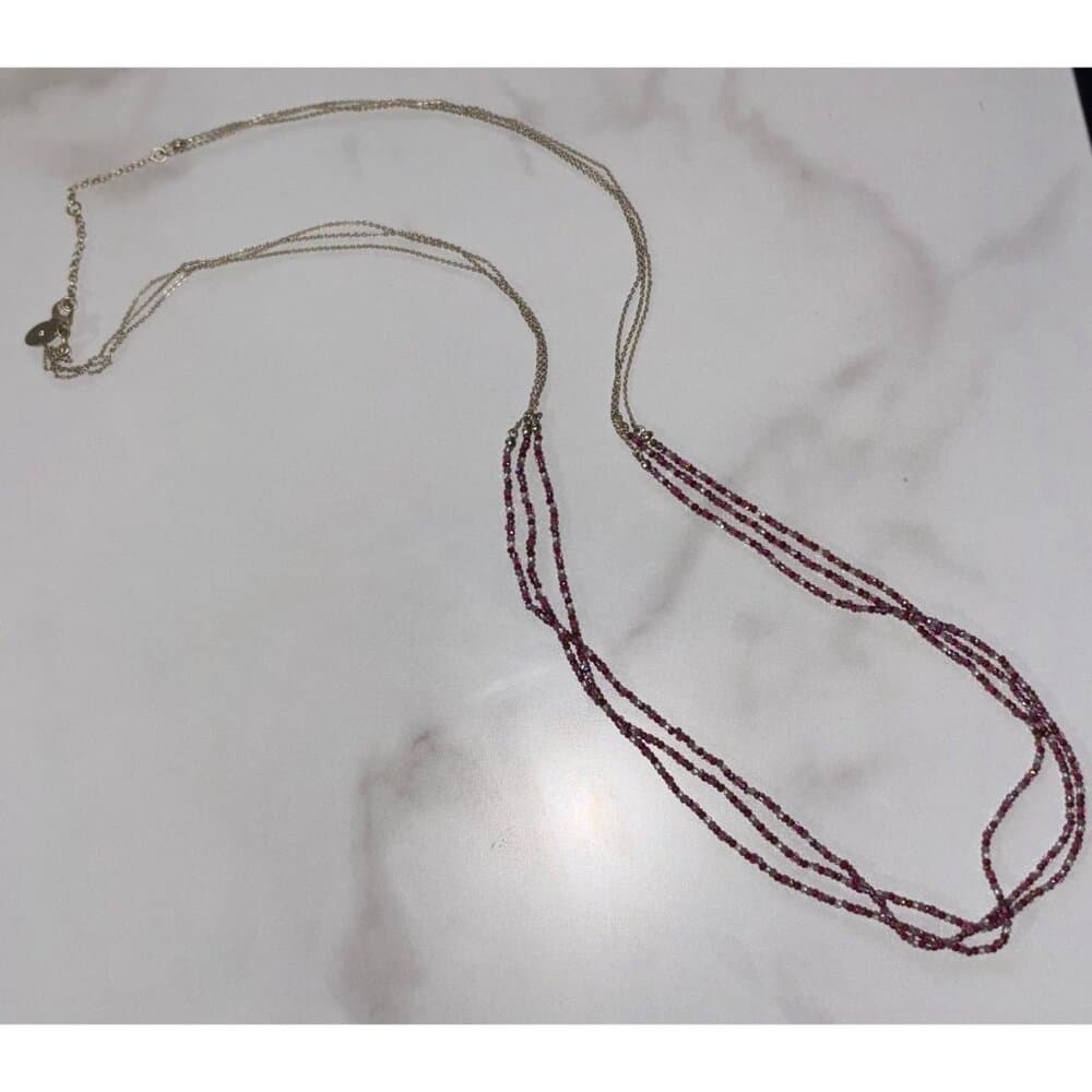 Loft By Ann Taylor Colorful Beaded Necklace With Gold Tone Chains - Thumbnail 3