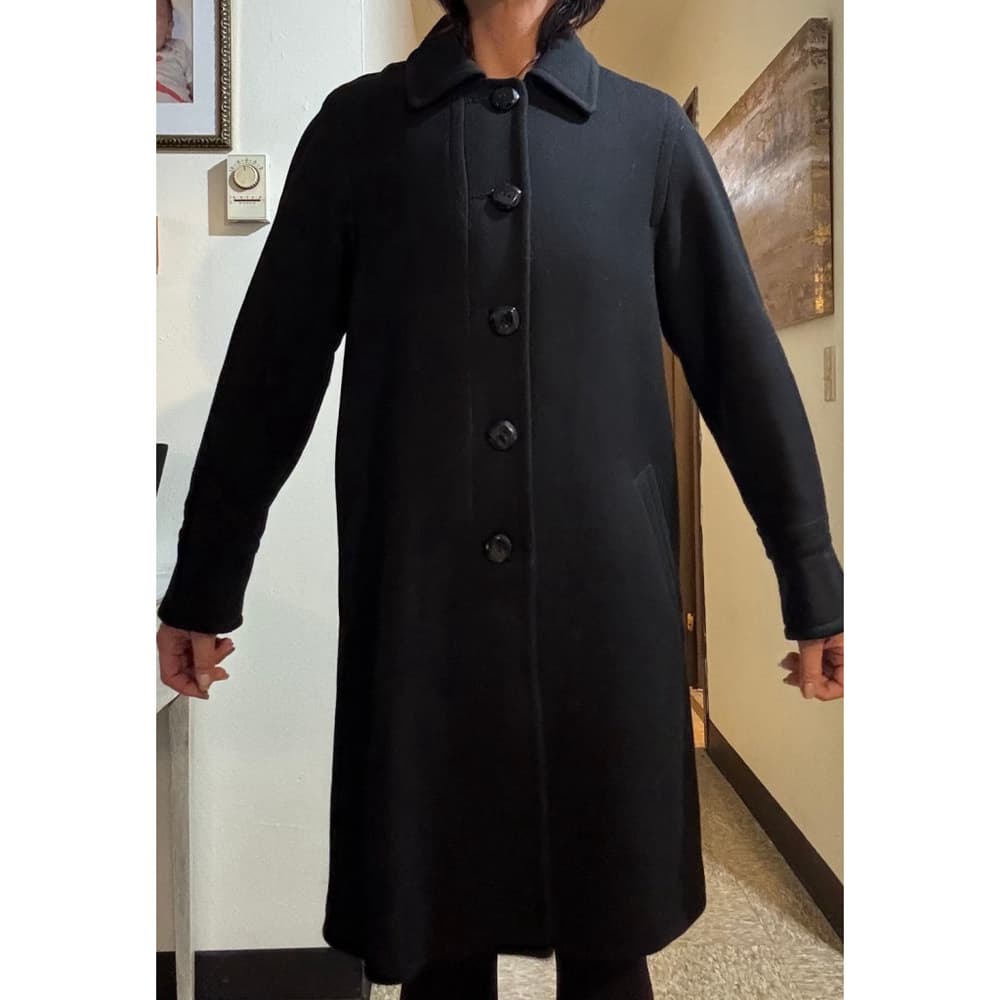 Kristen Blake Black Lined Woven Poly Peacoat