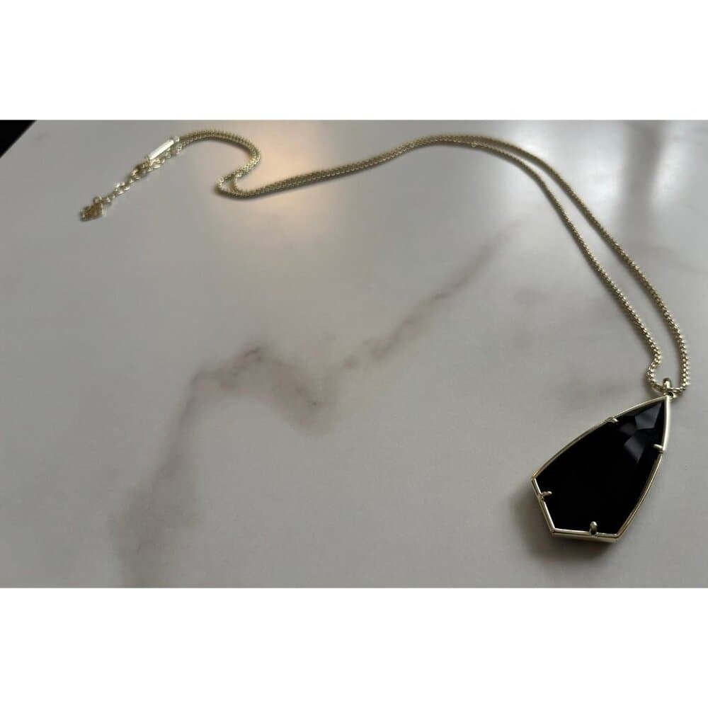 Kendra Scott Shaylee silver Gold Tone 30” Rope Necklace Black Arrow 1.5” Penda - Thumbnail 2