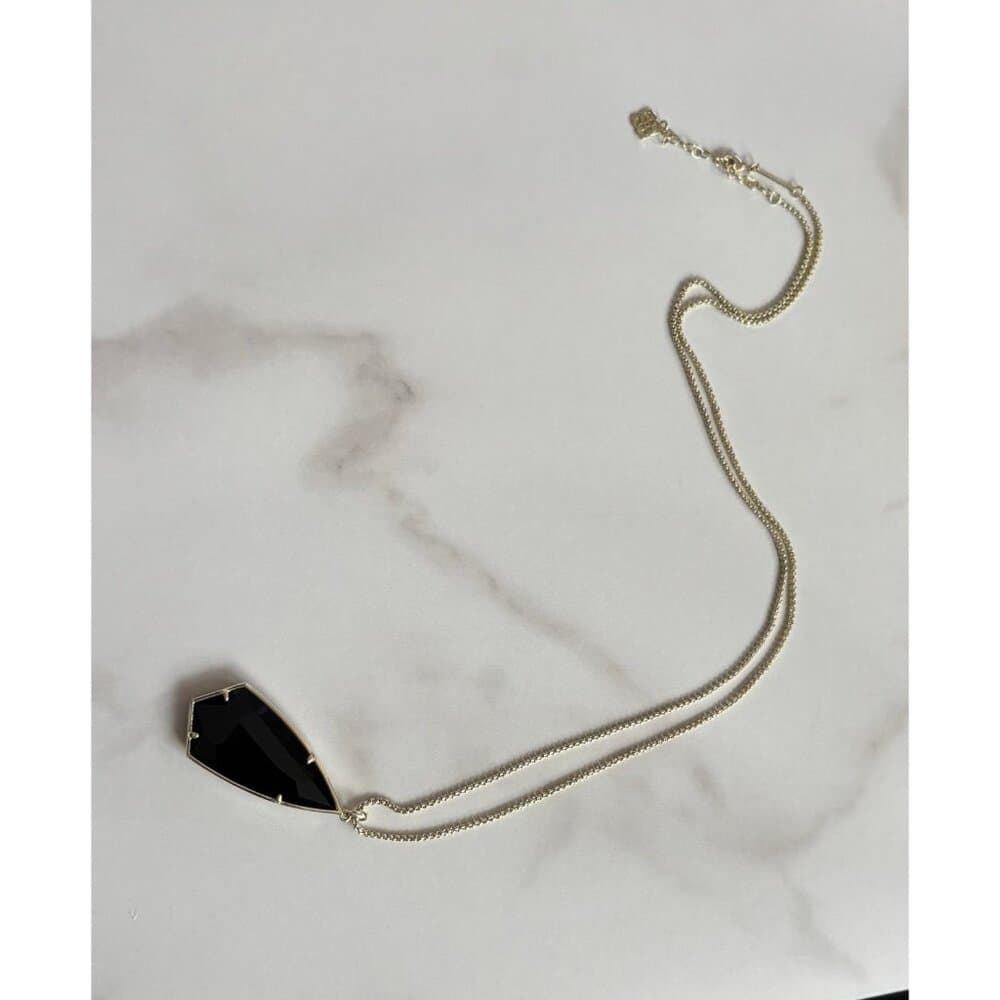 Kendra Scott Shaylee silver Gold Tone 30” Rope Necklace Black Arrow 1.5” Penda - Thumbnail 3