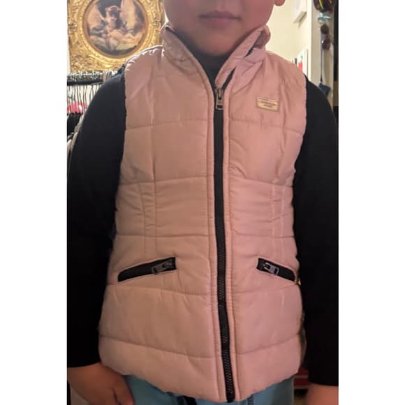 Calvin Klein girls' pale pink puffer vest - Thumbnail 5
