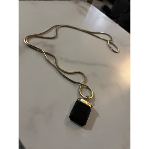 black onyx pendant necklace with a rectangular stone - Thumbnail 5