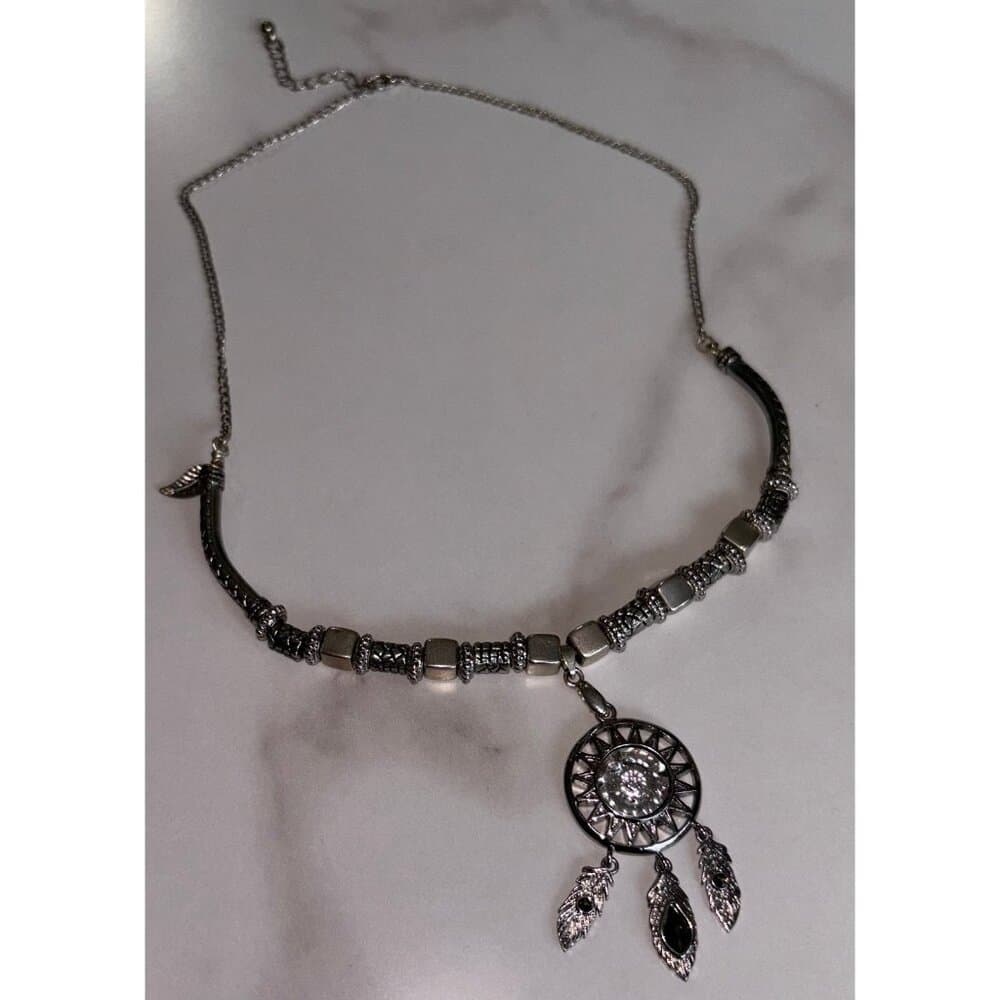 Silver Follow Your Dreams dreamcatcher necklace - Thumbnail 2