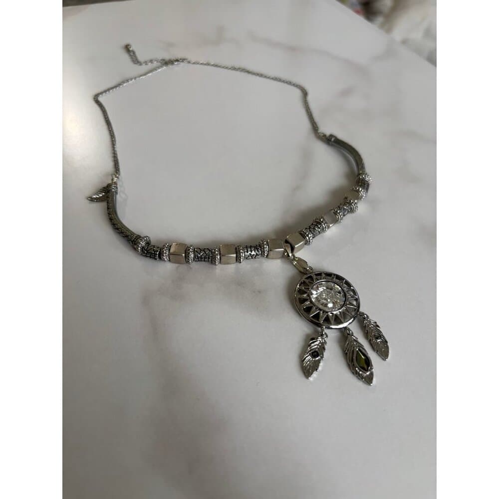 Silver Follow Your Dreams dreamcatcher necklace - Thumbnail 3