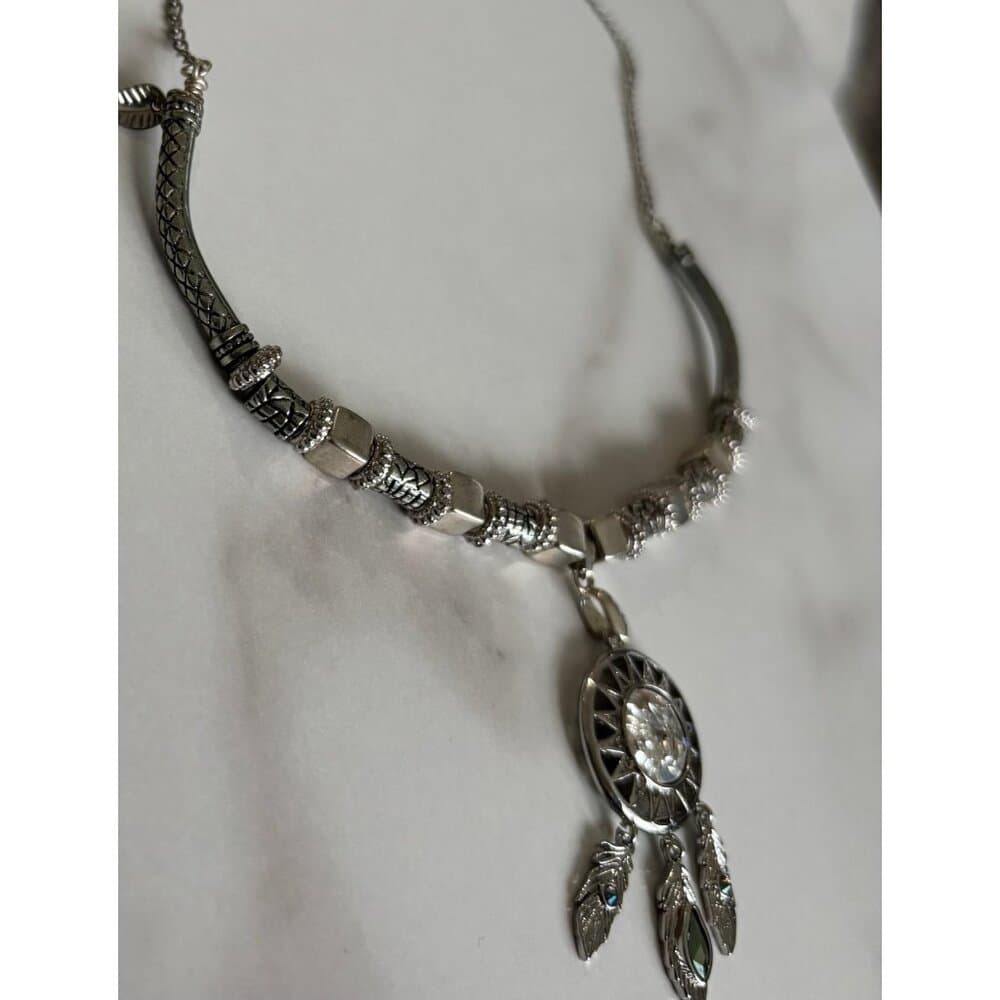 Silver Follow Your Dreams dreamcatcher necklace - Thumbnail 4