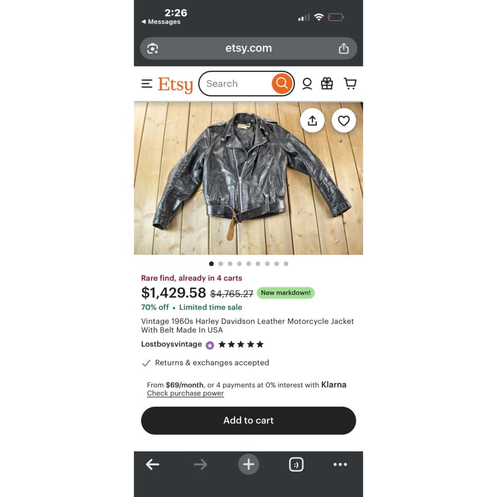 Vtg 1960s Harley Davidson Leather Jacket - Thumbnail 7