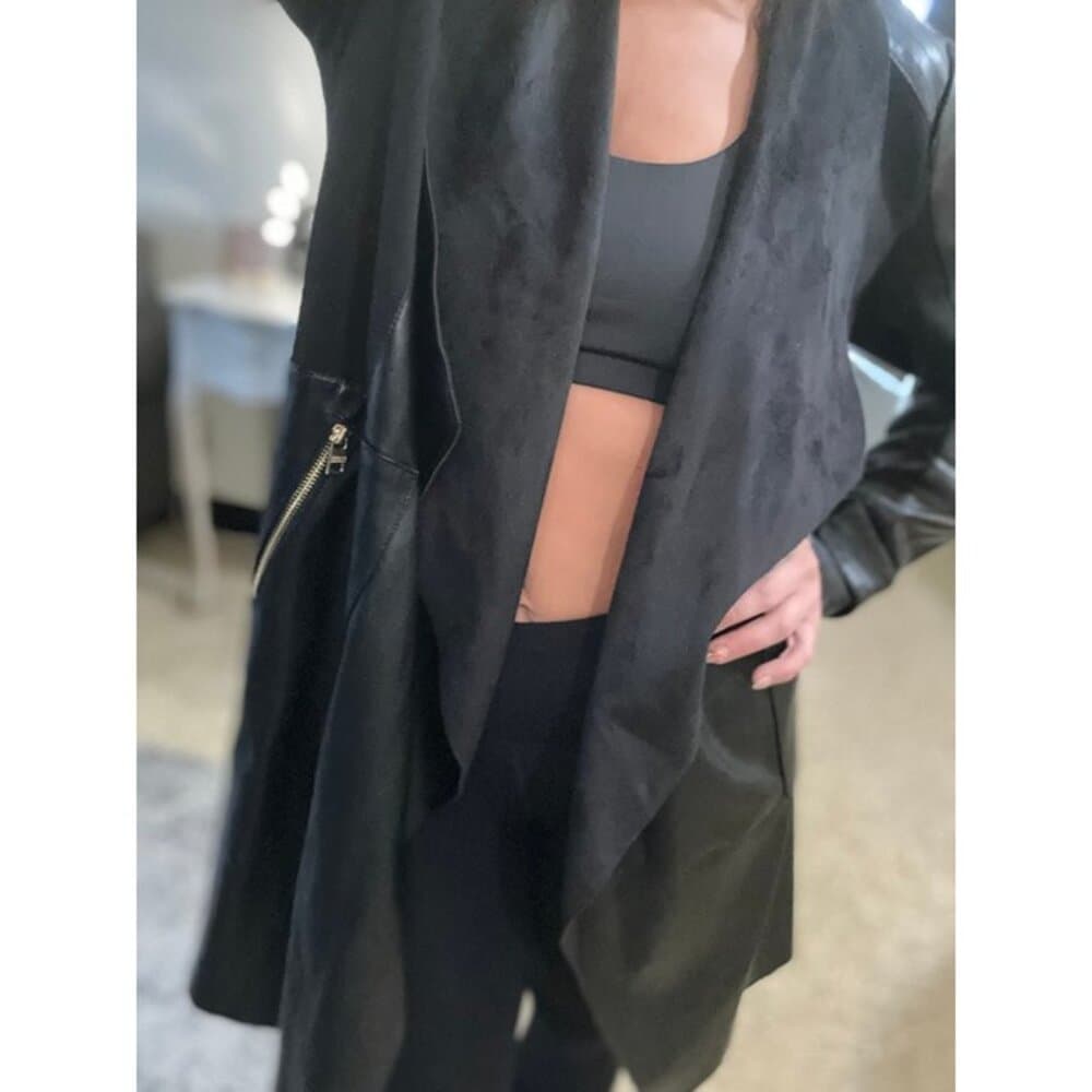 Marc New York Andrew Marc Waterfall PU Black Jacket