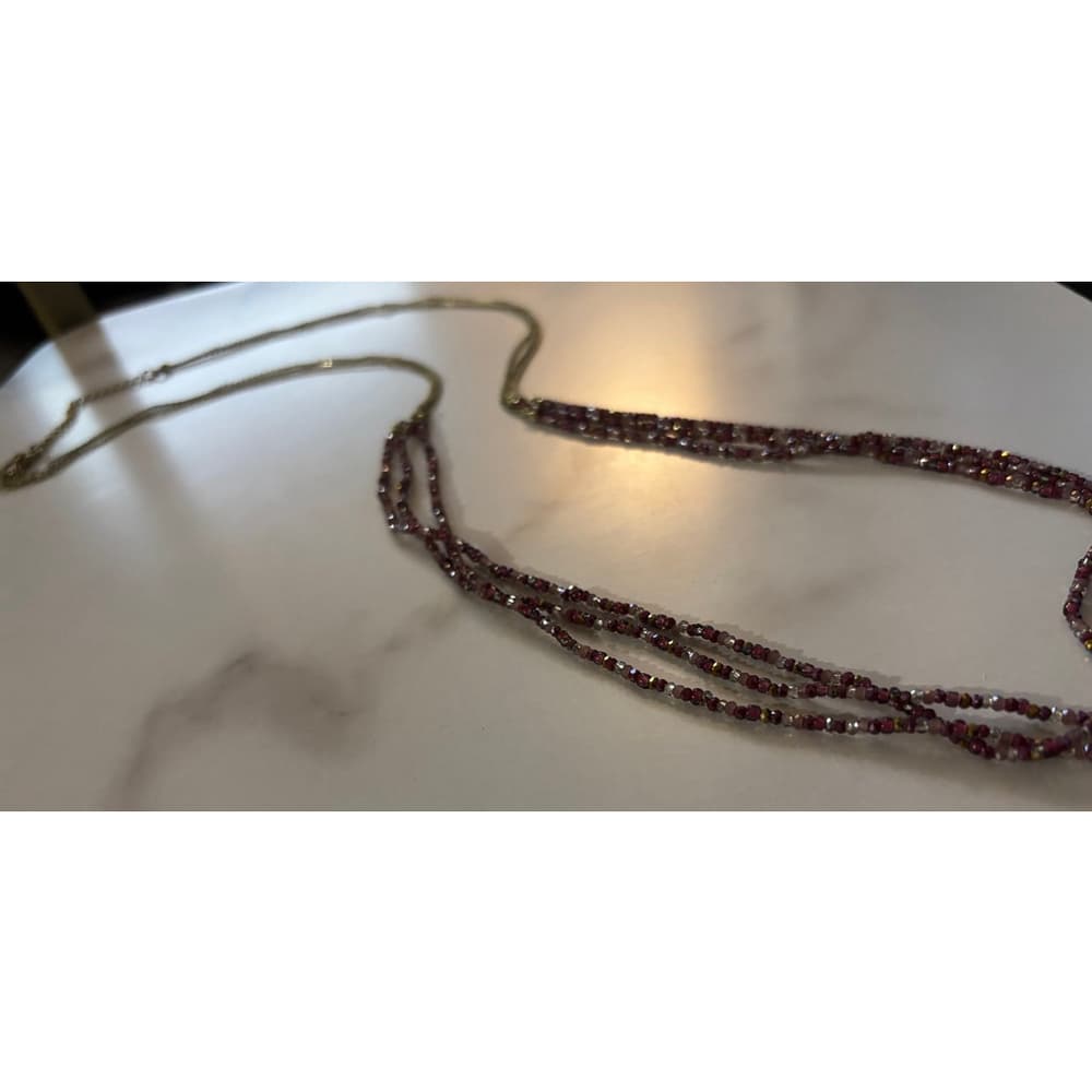Loft By Ann Taylor Colorful Beaded Necklace With Gold Tone Chains - Thumbnail 2