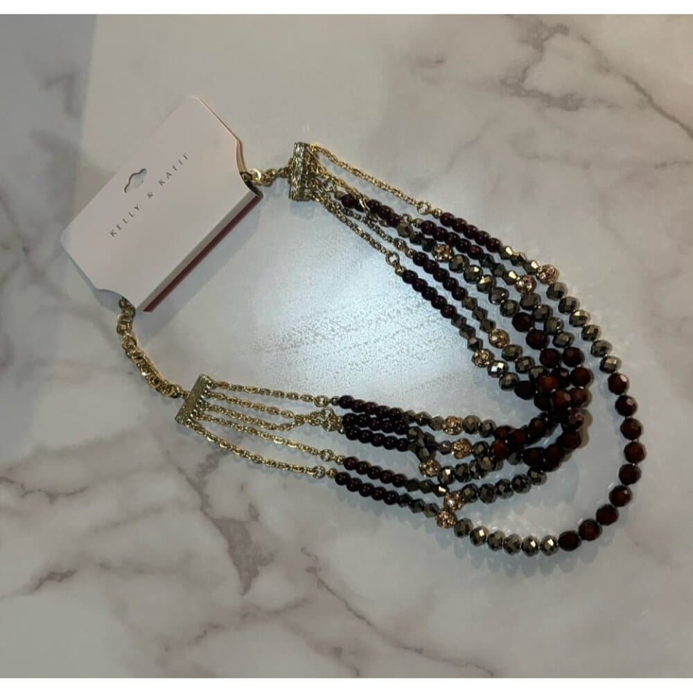 A multi-strand beaded statement necklace by Kelly & Katie.