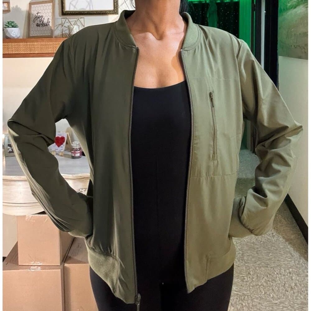 Banana Republic Women's Bomber GREEN Jacket - Thumbnail 5