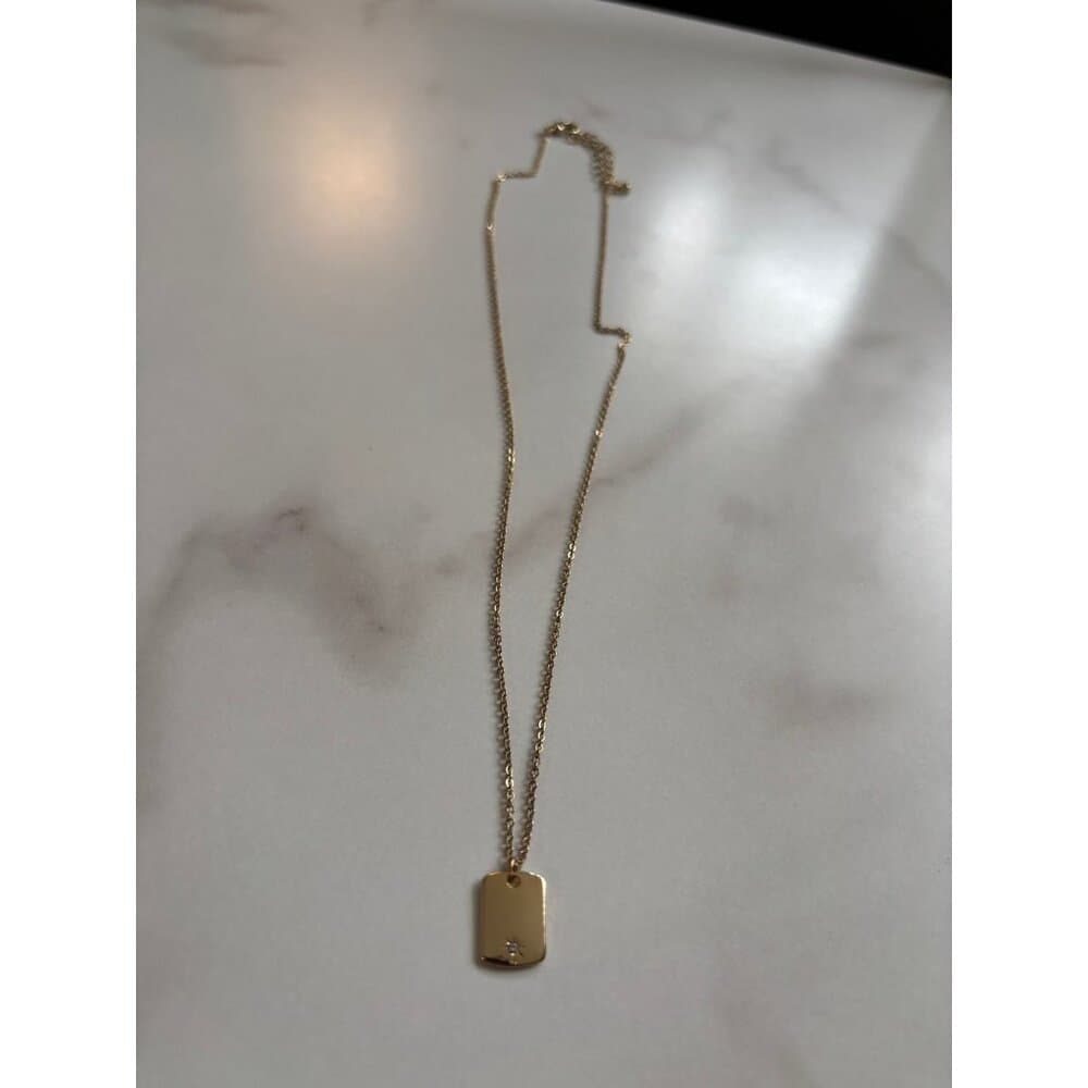 gold-toned dog tag pendant necklace - Thumbnail 2