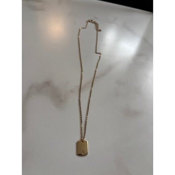 gold-toned dog tag pendant necklace - Thumbnail 3
