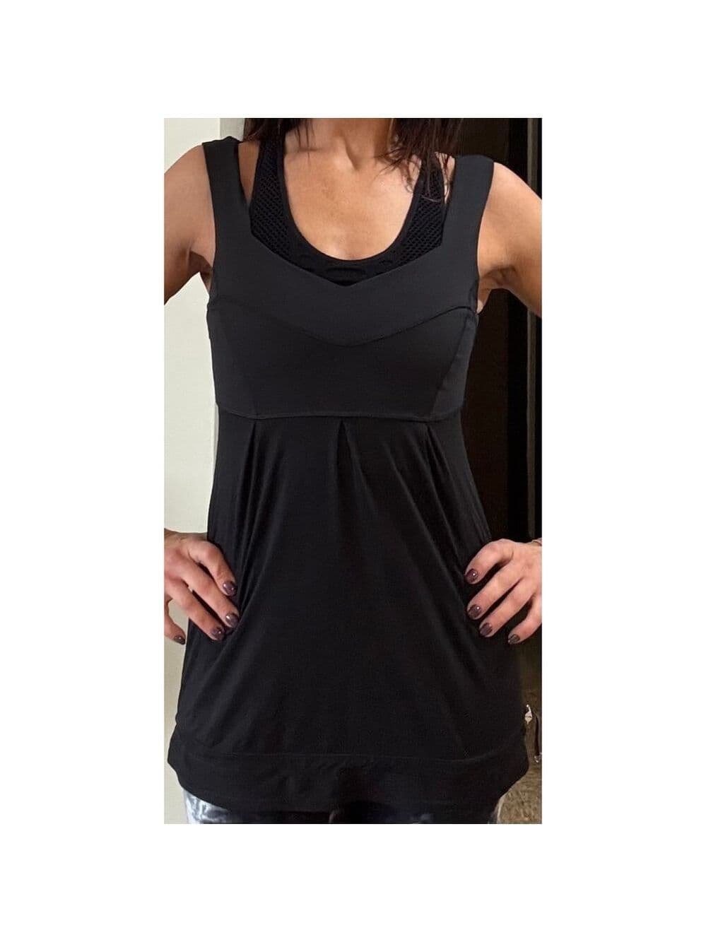 Lululemon Elevate Black Tank Top Size 6 Cinch Waist - Thumbnail 5