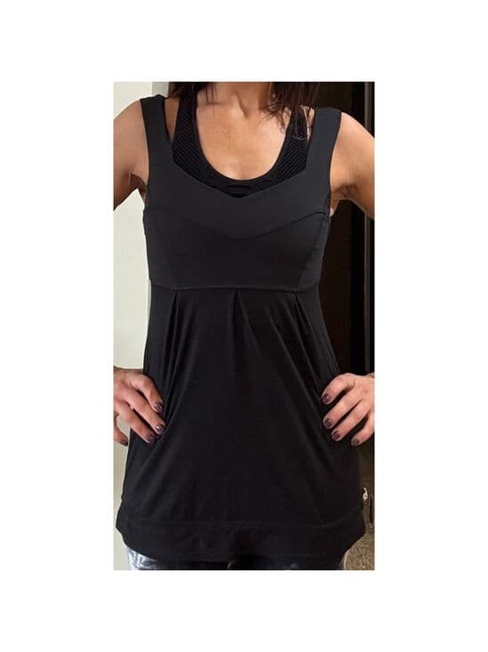 Lululemon Elevate Black Tank Top Size 6 Cinch Waist - Thumbnail 6