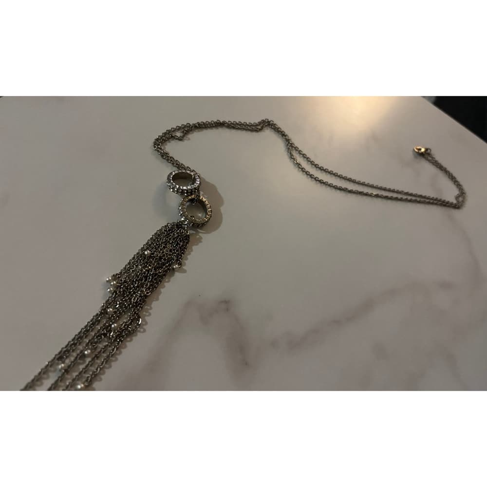 vintage silver-toned chain tassel pendant necklace - Thumbnail 4