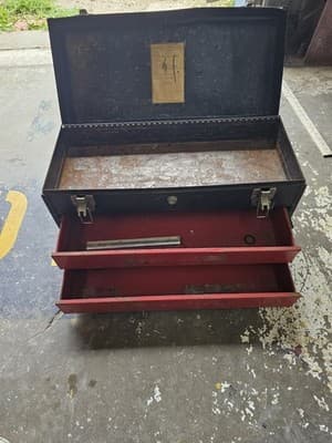 Vintage My Buddy Tradesman Black Metal Tool Box With 2 Drawers-(20"x8.5"x10.5") - Thumbnail 3