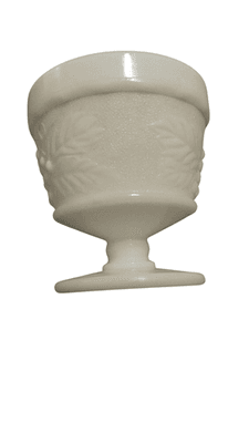 White Pedestal Goblet Cup Grape Vine Embossed Design - Thumbnail 2