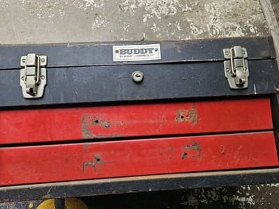 Vintage My Buddy Tradesman Black Metal Tool Box With 2 Drawers-(20"x8.5"x10.5") - Thumbnail 8