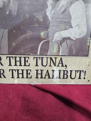 Vintage THE THREE STOOGES Hook, Line & Sinker Lightweight Metal Advertising Sign - Thumbnail 3