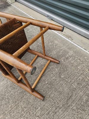 Early 20th Century Pair of Antique Early American Primitive Style Ladder Back... - Thumbnail 4