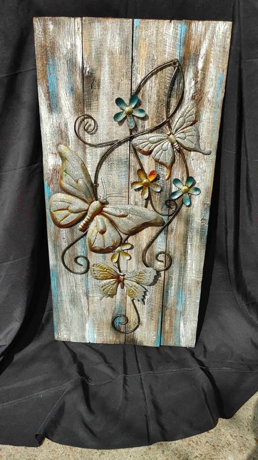 Rustic Butterfly and Flower Wall Decor Panel