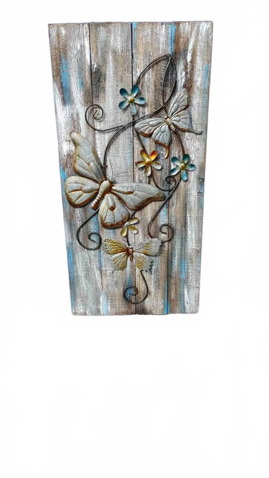 Rustic Butterfly and Flower Wall Decor Panel - Thumbnail 6
