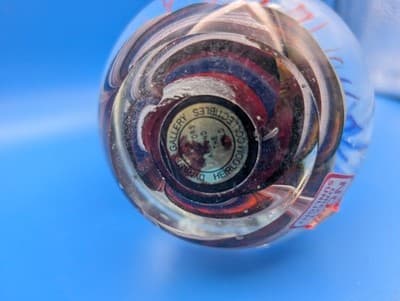 Blue and Red Glass Art Sphere Paperweight - Thumbnail 6