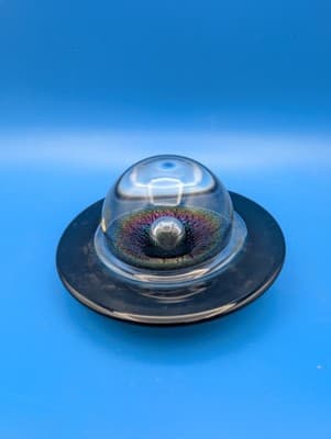 Vintage Signed 1988 Correia Art Glass Saturn Planet Paperweight - Dichroic - Thumbnail 5
