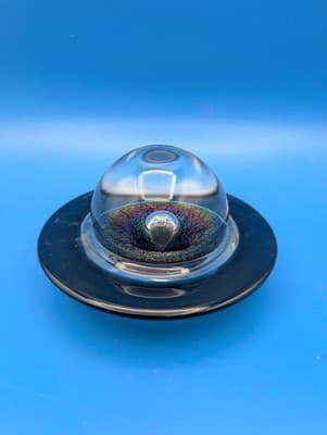 Vintage Signed 1988 Correia Art Glass Saturn Planet Paperweight - Dichroic - Thumbnail 3
