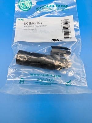 Neutrik NC5MX-BAG - 5 pole male cable connector with black metal housing - Thumbnail 2