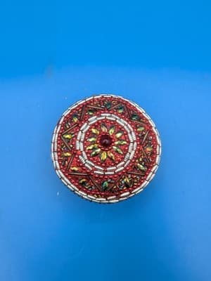 2.75" Round Jewelry Box Made in India Beaded in Multiple Colors - Thumbnail 3