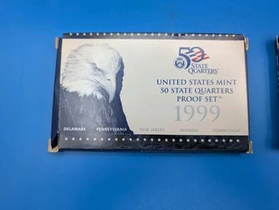 1999 United States Mint 50 State Quarters Proof Set COA LOT of 2! - Thumbnail 3