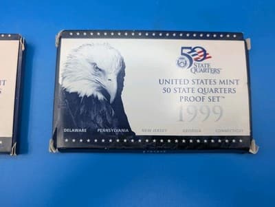 1999 United States Mint 50 State Quarters Proof Set COA LOT of 2! - Thumbnail 4
