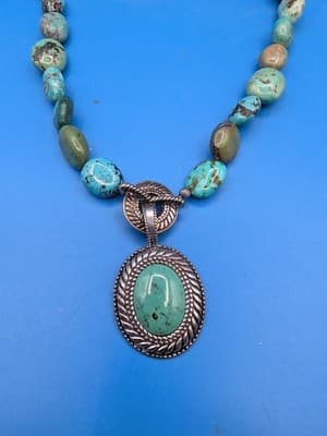 CAROLYN POLLACK RELIOS TURQUOISE STERLING SILVER NECKLACE WITH PENDANT SIGNED - Thumbnail 4