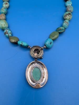 CAROLYN POLLACK RELIOS TURQUOISE STERLING SILVER NECKLACE WITH PENDANT SIGNED - Thumbnail 3