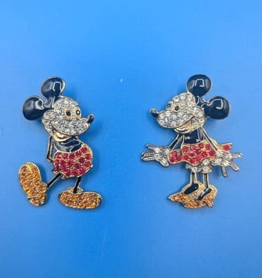 WDW MICKEY & MICKEY JEWELED PINS OR BROOCH F 17