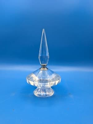 Elegant Faceted Crystal Diamond Cut Perfume Bottle w/Wand Dauber Beautiful Heavy - Thumbnail 3